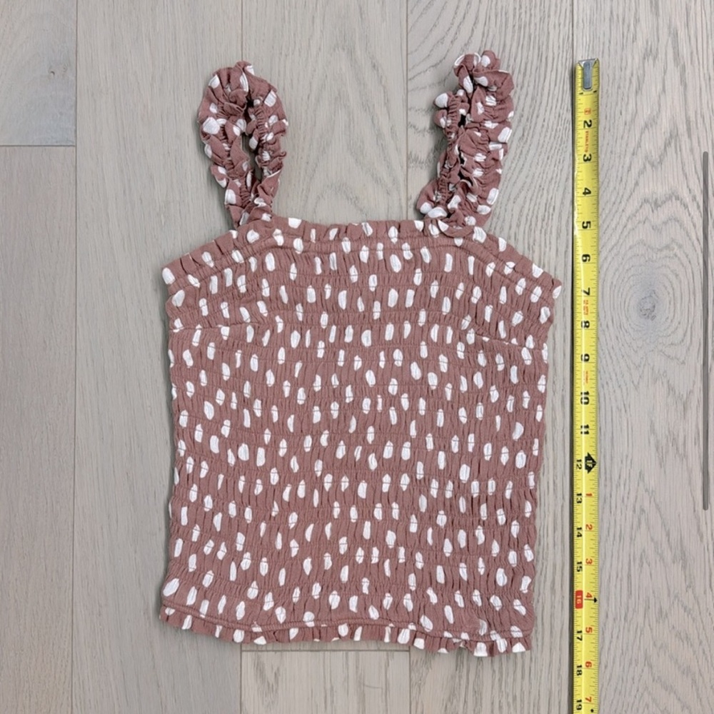 Abercrombie All-Over Smocked Wide Strap Cami, Dusty Pink Dot, XS - Picture 3 of 8